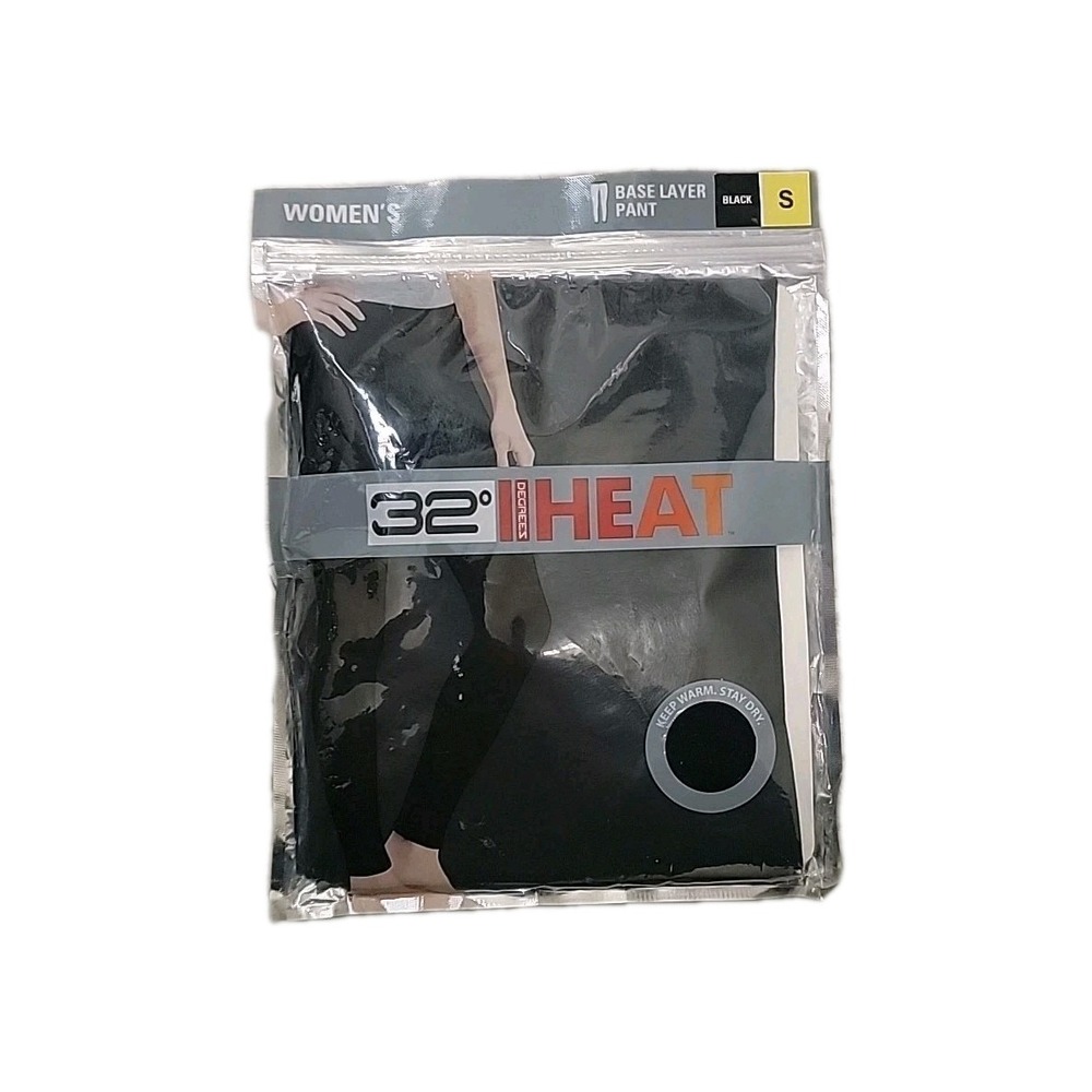 32 Degrees Heat Women's Small Base Layer Knit Pants Long‎ Johns Black New